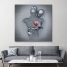 Aşk Sanatı, 3D Efekti Gümüş İnsan, Gri Ve Gümüş Metalik Efektli Kanvas Tablo Karışık/Çok Renkli 90 X 90