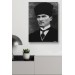 Atatürk Portre Tablosu Mustafa Kemal Atatürk Dikdörtgen Dekoratif Kanvas Tablo Siyah 35 X 50