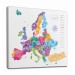 Avrupa Haritası Renkli Dekoratif Kanvas Tablo 1225 Karışık 90 X 90