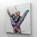 Banksy Tarzı Hands Victory Jest Graffiti Kanvas Tablo Karışık/Çok Renkli 90 X 90