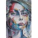 Çağdaş Tarz Kız Portresi Yağlıboya Görünüm Dekoratif Kanvas Duvar Tablosu Mavi 70 X 70