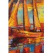 Deniz Ve Yelkenli  Manzarası Yağlıboya Görünüm Dekoratif Kanvas Duvar Tablosu Karışık 125 X 70