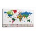 Dünya Haritası Ayrıntılı Eğitici-Öğretici Sembollü Bayraklı Dekoratif Kanvas Tablo 2881 Karışık 95 X 55