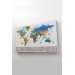 Dünya Haritası Ayrıntılı Eğitici-Öğretici Sembollü Bayraklı Dekoratif Kanvas Tablo 2885 Karışık 95 X 55