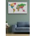 Dünya Haritası Dekoratif Kanvas Tablo Son Derece Detaylı Ve Eğitici 1572 Karışık 125 X 70