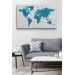 Dünya Haritası Dekoratif Kanvas Tablo Son Derece Detaylı Ve Eğitici 1574 Karışık 125 X 70