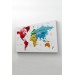 Dünya Haritası Dekoratif Kanvas Tablo Son Derece Detaylı Ve Eğitici 1597 Karışık 125 X 70