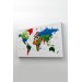 Dünya Haritası Dekoratif Kanvas Tablo Son Derece Detaylı Ve Eğitici 1599 Karışık 125 X 70