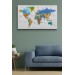 Dünya Haritası Dekoratif Kanvas Tablo Son Derece Detaylı Ve Eğitici 1601 Karışık 125 X 70