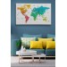 Dünya Haritası Dekoratif Kanvas Tablo Son Derece Detaylı Ve Eğitici 1602 Karışık 125 X 70