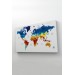  Dünya Haritası Dekoratif Kanvas Tablo Ülke Ve Başkentli 1493 Karışık 125 X 70