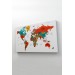 Dünya Haritası Dekoratif Kanvas Tablo Ülke Ve Başkentli  1517 Karışık 150 X 85