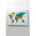 Dünya Haritası Dekoratif Kanvas Tablo Ülke Ve Başkentli 1531 Karışık 125 X 70