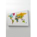Dünya Haritası Dekoratif Kanvas Tablo Ülke Ve Başkentli 1543 Karışık 125 X 70