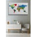 Dünya Haritası Dekoratif Kanvas Tablo Ülke Ve Başkentli 1557 Karışık 125 X 70