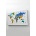 Dünya Haritası Dekoratif Kanvas Tablo Ülke Ve Başkentli 1561 Karışık 125 X 70