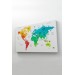 Dünya Haritası Dekoratif Kanvas Tablo Ülke Ve Başkentli 1563 Karışık 125 X 70