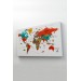  Dünya Haritası Dekoratif Kanvas Tablo Ülke Ve Başkentli Öğretici Ve Sembollü 2291 Karışık 95 X 55