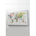  Dünya Haritası Dekoratif Kanvas Tablo Ülke Ve Başkentli Öğretici Ve Sembollü 2307 Karışık 125 X 70