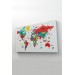  Dünya Haritası Dekoratif Kanvas Tablo Ülke Ve Başkentli Öğretici Ve Sembollü 2315 Karışık 125 X 70