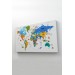 Dünya Haritası Dekoratif Kanvas Tablo Ülke Ve Başkentli Öğretici Ve Sembollü 2335 Karışık 125 X 70
