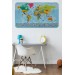 Dünya Haritası Eğitici Öğretici Ülke Bayraklı Türkçe Harita Çocuk Odası Genç Odası Duvar Sticker Mavi 