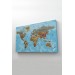 Dünya Haritası Kanvas Tablo Çok Ayrıntılı Dekoratif Ve Okyanuslu 2183 Karışık 150 X 85