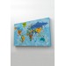 Dünya Haritası Kanvas Tablo Son Derece Detaylı Dekoratif Okyanuslu-2041 Karışık 125 X 70