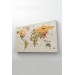 Dünya Haritası Kanvas Tablo  Ülke Başkentli Ve Okyanus Detaylı Dekoratif Tablo 2745 Karışık 125 X 70