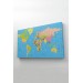 Dünya Haritası Meridyenli  Dekoratif Kanvas Tablo 1068 Karışık 125 X 70
