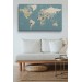 Dünya Haritası Meridyenli  Dekoratif Kanvas Tablo 1070 Karışık 125 X 70
