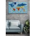 Dünya Haritası Sembollü Ve Okyanuslu Dekoratif Kanvas Tablo 2423 Karışık 125 X 70