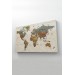 Dünya Haritası Son Derece Ayrıntılı Eğitici Ve Öğretici Okyanuslu Dekoratif Kanvas Tablo 2551 Karışık 125 X 70