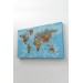 Dünya Haritası Türkçe Kanvas Tablo Ayrıntılı Dekoratif-Okyanuslu 2182 Karışık 95 X 55