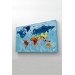 Dünya Haritası Ülke Başkentli Okyanuslu Ve Dekoratif Kanvas Tablo 2195 Karışık 125 X 70