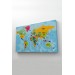 Dünya Haritası Ülke Başkentli Okyanuslu Ve Dekoratif Kanvas Tablo 2243 Karışık 125 X 70