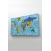 Dünya Haritası Ülke Başkentli Okyanuslu Ve Dekoratif Kanvas Tablo 2261 Karışık 125 X 70