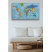 Dünya Haritası Ülke Başkentli Okyanuslu Ve Dekoratif Kanvas Tablo 2261 Karışık 95 X 55