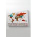 Dünya Haritası Ülke Bayraklı Ve Başkentli Kanvas Tablo 1923 Karışık 125 X 70