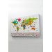 Dünya Haritası Ülke Bayraklı Ve Başkentli Kanvas Tablo 1951 Karışık 125 X 70