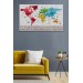 Dünya Haritası Ülke Bayraklı Ve Başkentli Kanvas Tablo 1959 Karışık 125 X 70