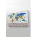 Dünya Haritası Ülke Bayraklı Ve Başkentli Kanvas Tablo 1967 Karışık 125 X 70
