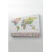  Dünya Haritası Ülke Bayraklı Ve Dekoratif Kanvas Tablo 2385 Karışık 125 X 70