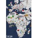 Duvar Örtüsü Çocuk Odası  Dünya Haritası Kaliteli Kanvas Duvar Halısı Mavi̇ 