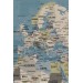 Duvar Örtüsü / Halısı Detaylı Güncel İngilizce Dünya Haritası  Kaliteli Kanvas Kumaş Mavi̇ 