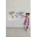 Eğitici Dünya Haritası Dünya Atlası Çocuk Ve Bebek Odası Duvar Sticker  Karışık 
