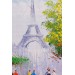 Eyfel Kulesi Manzaralı Yağlıboya Görünüm Dekoratif Kanvas Duvar Tablosu Karışık 150 X 85