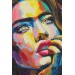 Güzel Kadın Yağlıboya Görünüm Dekoratif Kanvas Duvar Tablosu Karışık 90 X 90