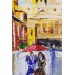 İtalya Şehir Manzarası Yağlıboya Görünüm Dekoratif Kanvas Duvar Tablosu Karışık 150 X 85