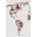 Kahve Coffee Temalı Dünya Haritası  Dekoratif Kanvas Tablo 1087 Karışık 125 X 70
